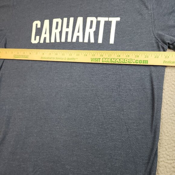 Carhartt Shirt Mens Large Relaxed Fit Navy Blue Spell Out Short Sleeve Weekend - Picture 6 of 9